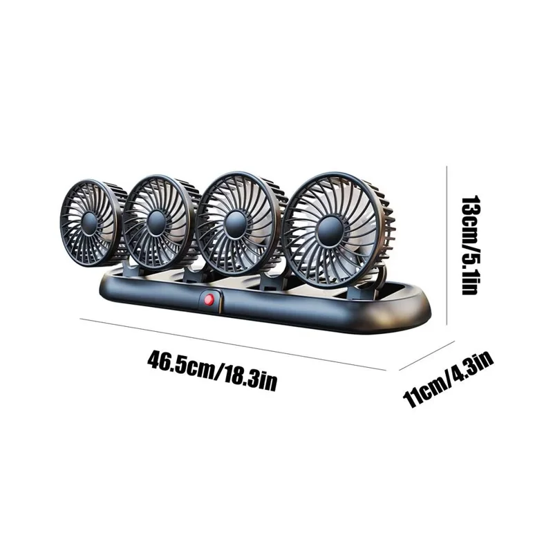 Four Head Folding Car Fan 360 Degree Rotation Auto Dashboard Cooling Fan for Vehicle Use - White  /  5V USB Port