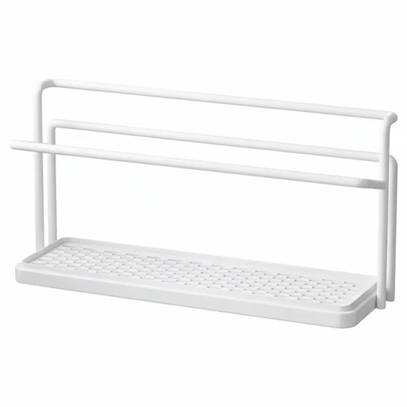 Küchen-Cup-Halterung mit zwei Etagen und Ablauftablett, Unterschrank-Organizer für Gläser und Becher - Weiß