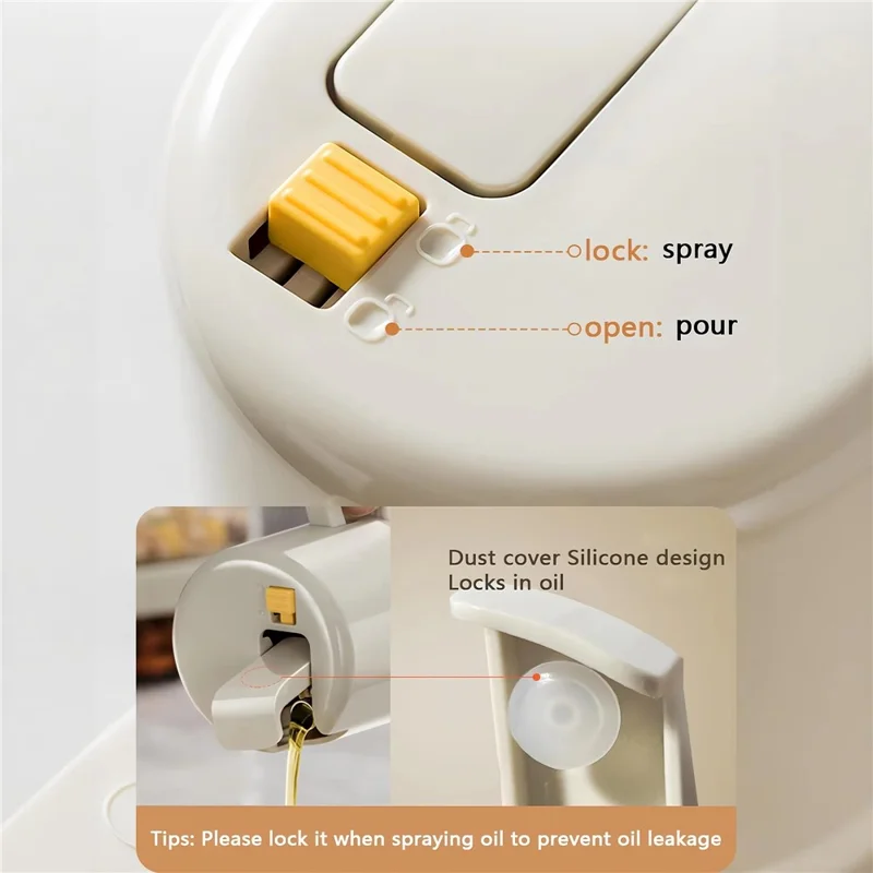 2 en 1 550 ml Botella de Aceite de Cocina con Atomizador y Vertido Botella Dosificadora de Aceite de Vidrio Antigoteo - Blanco