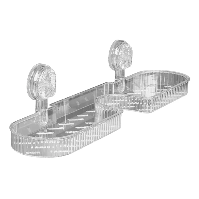 Portachampú Estante de Baño con Ventosa Montado en Pared Estante para Ducha sobre Grifo Soporte para Lavabo - Transparente