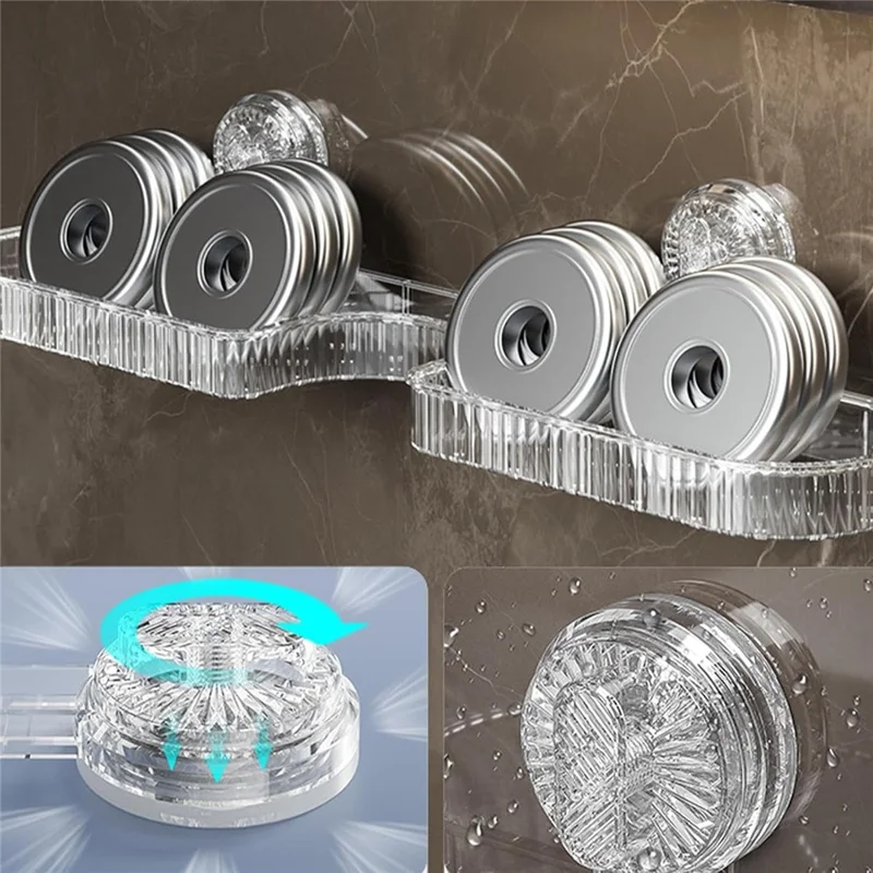 Portachampú Estante de Baño con Ventosa Montado en Pared Estante para Ducha sobre Grifo Soporte para Lavabo - Transparente