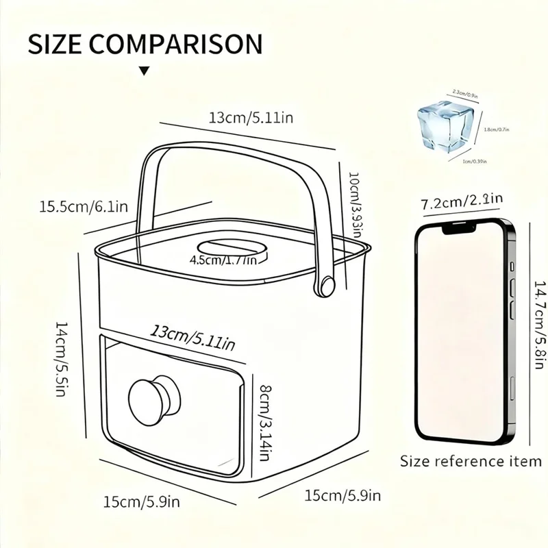 Molde para hielo de doble capa con 48 cavidades, sistema de pulsación y cajón de almacenamiento, bandeja portátil para cubitos de hielo (sin BPA, sin FDA) - Azul
