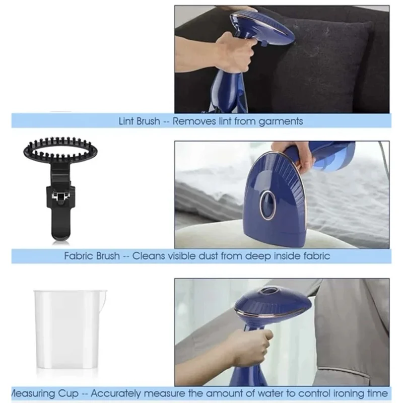 1500 W, fer à vapeur portable, usage sec/humide, main, pliable, défroisseur de vêtements avec réservoir d'eau de 168 ml, prise UE - noir