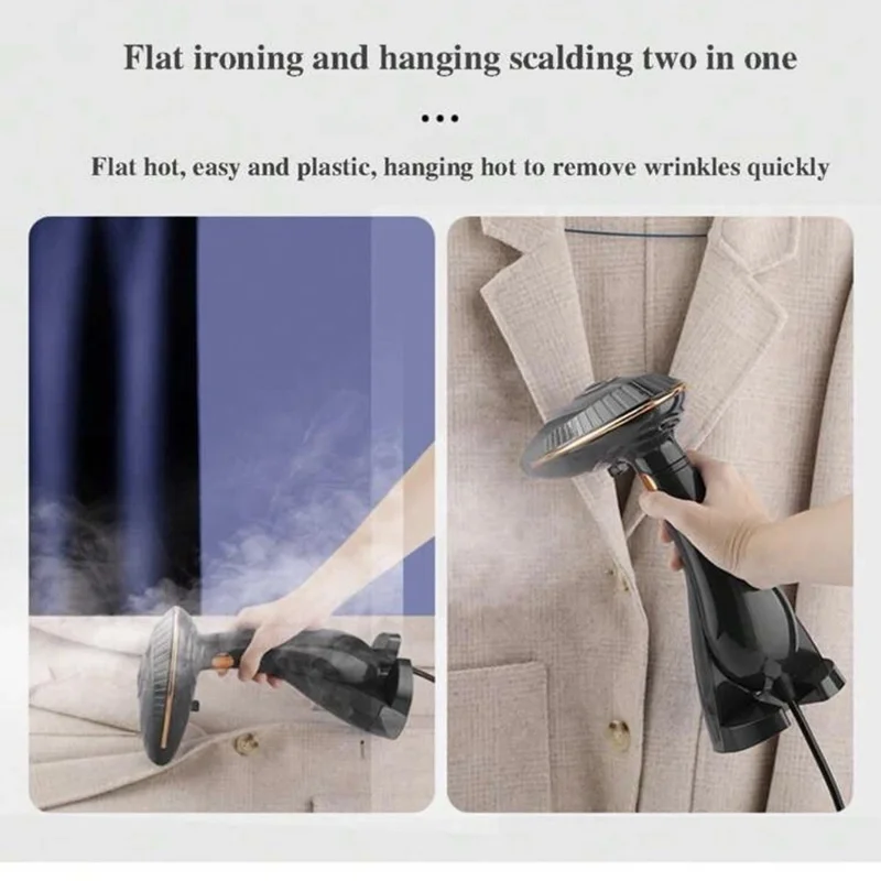 1500 W, fer à vapeur portable, usage sec/humide, main, pliable, défroisseur de vêtements avec réservoir d'eau de 168 ml, prise UE - noir