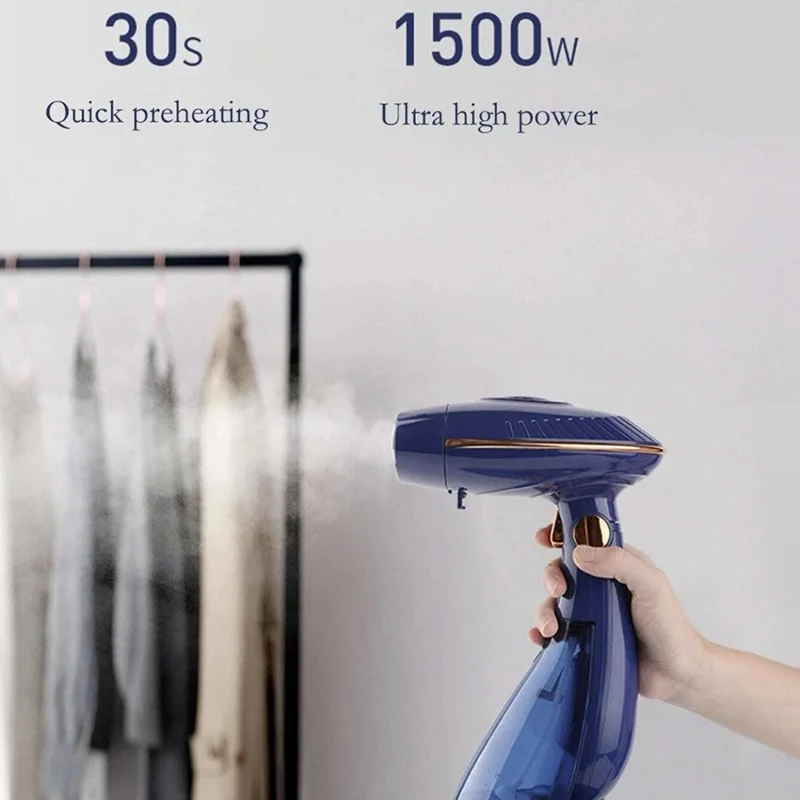 1500 W, fer à vapeur portable, usage sec/humide, main, pliable, défroisseur de vêtements avec réservoir d'eau de 168 ml, prise UE - noir