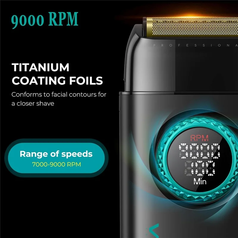 VGR 4 i 1 professionel barberkombi med hårklipper, skægtrimmer, folierazor og hårtørrer – med opladningsdok, EU-stik/kontakt / Sort