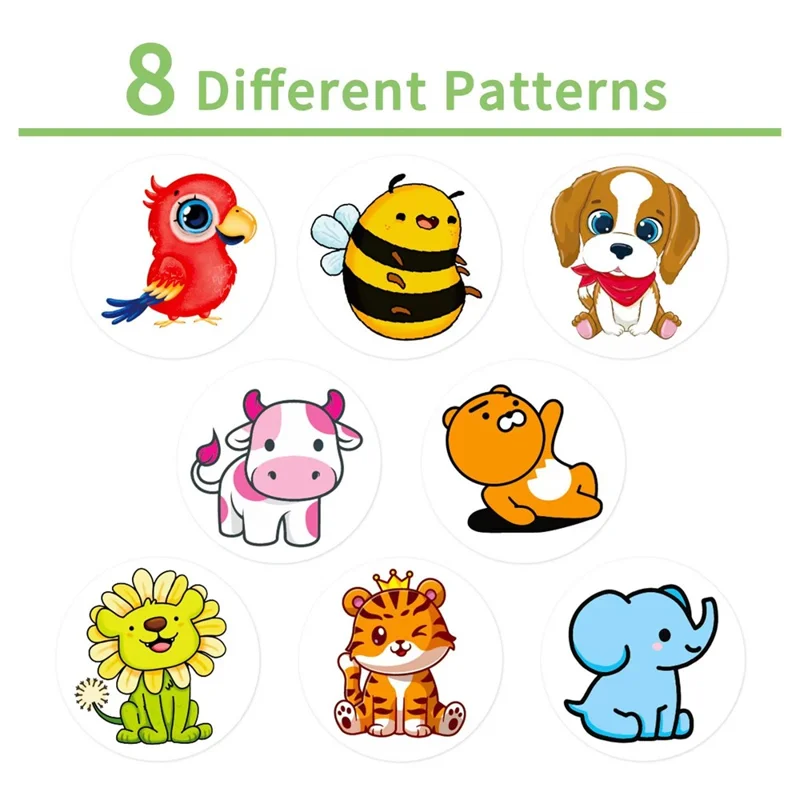 X-229 500Pcs / Roll Cute Cartoon Animal Stickers for Kids Journal Decoration Reward Labels