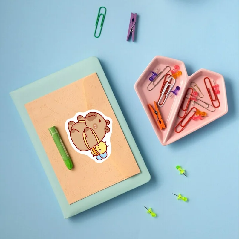 500 шт./рулон, мультяшные милые наклейки с капибарой, наклейки для тетрадей, кружек, конвертов - X-270