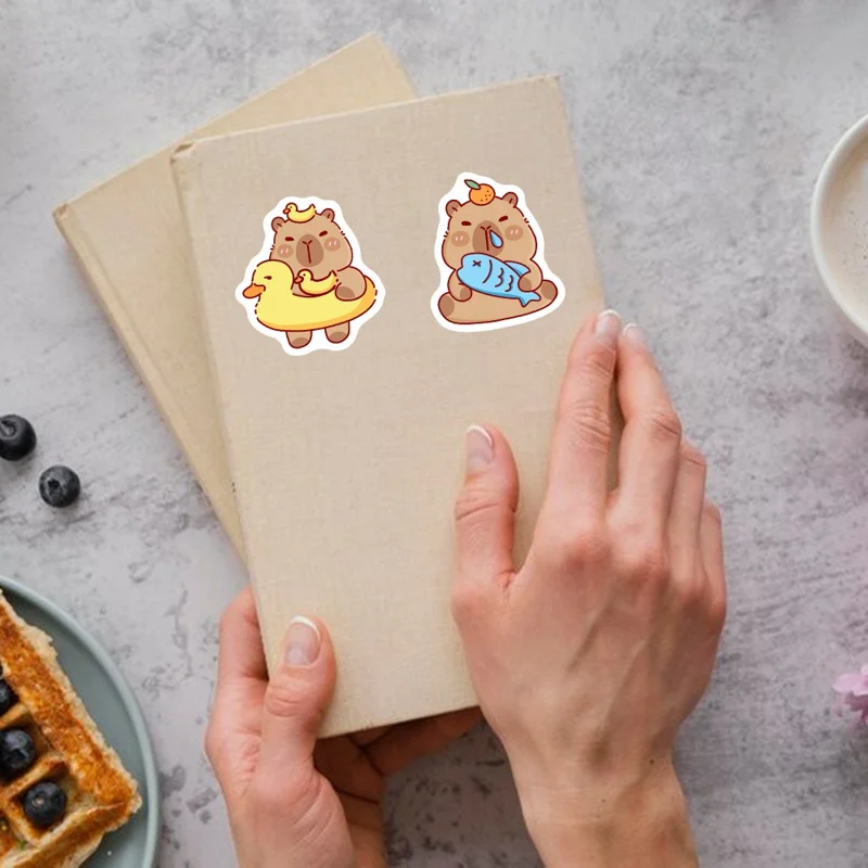 500 шт./рулон, мультяшные милые наклейки с капибарой, наклейки для тетрадей, кружек, конвертов - X-270