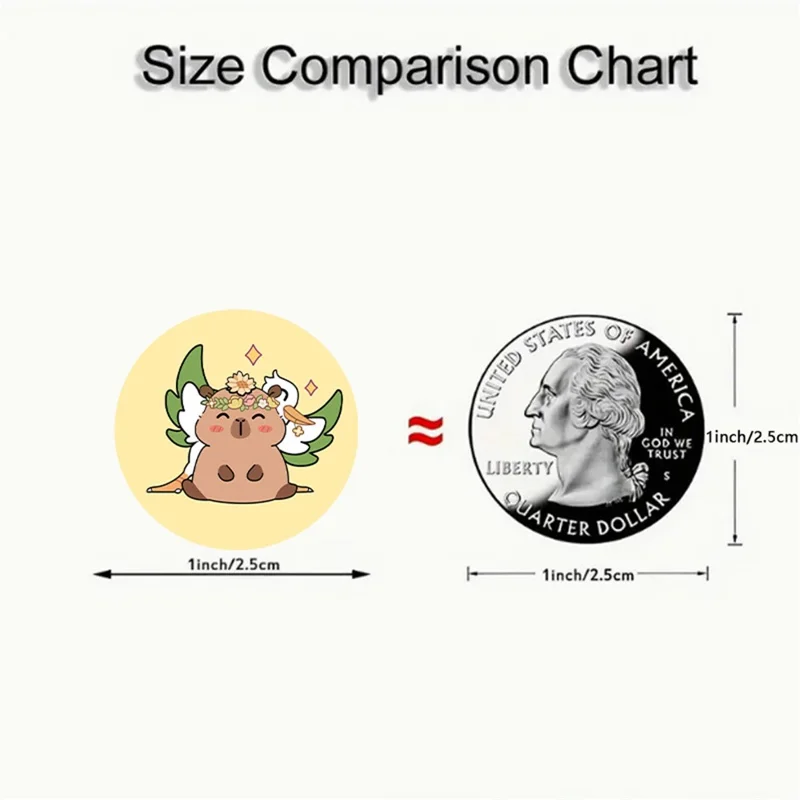 500 шт./рулон, мультяшные милые наклейки с капибарой, наклейки для тетрадей, кружек, конвертов - X-270