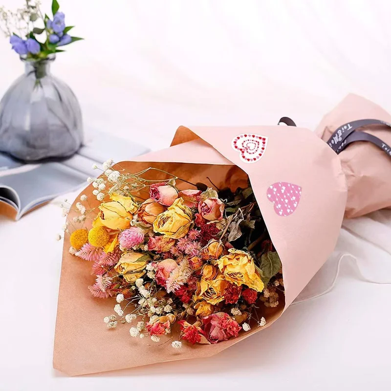 X-077 500Pcs / Roll Heart Shape Sticker Valentine's Day Decorative Stickers for Gift Wrapping Envelope Card DIY Craft