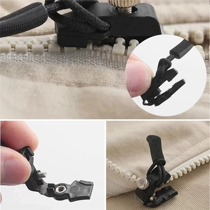 Size S Detachable Zipper Pull Replacement for Luggage Bags Backpack Clothes Zipper Slider Repair Kit - Black
