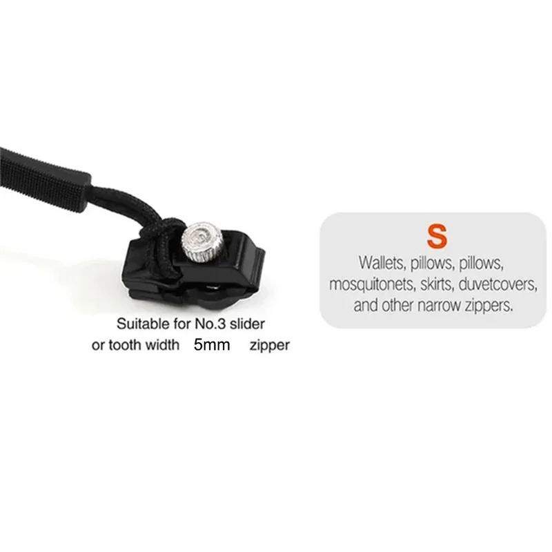 Size S Detachable Zipper Pull Replacement for Luggage Bags Backpack Clothes Zipper Slider Repair Kit - Black