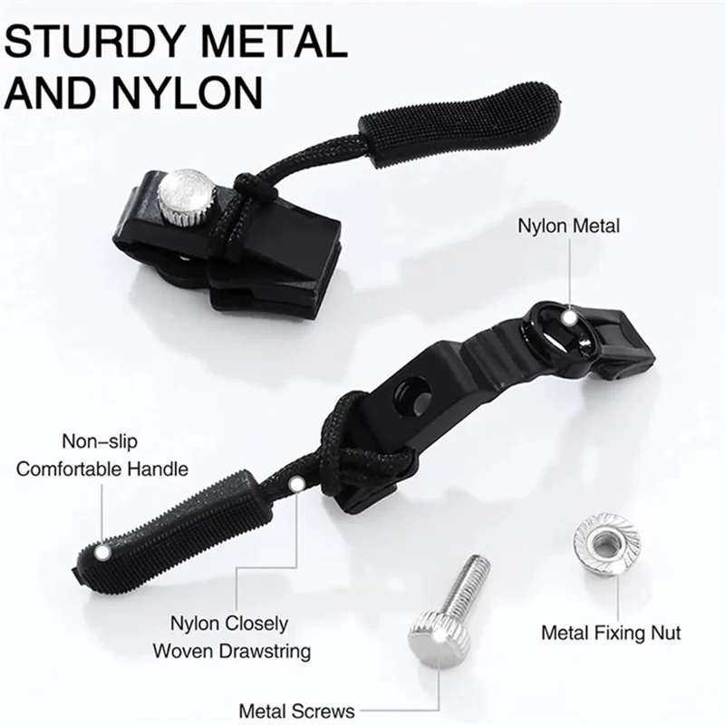Size M Detachable Zipper Pull Replacement for Luggage Bags Backpack Clothes Zipper Slider Repair Kit - Black