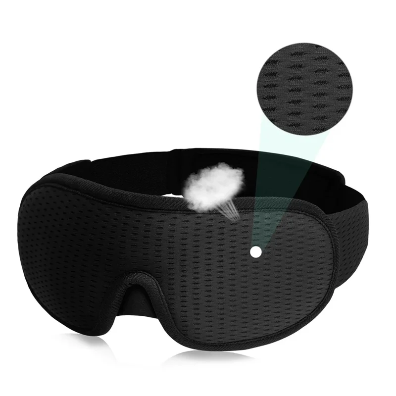 3D Sleep Eye Mask Breathable Mesh Light Blocking Adjustable Strap Ergonomic Eye Mask - Black
