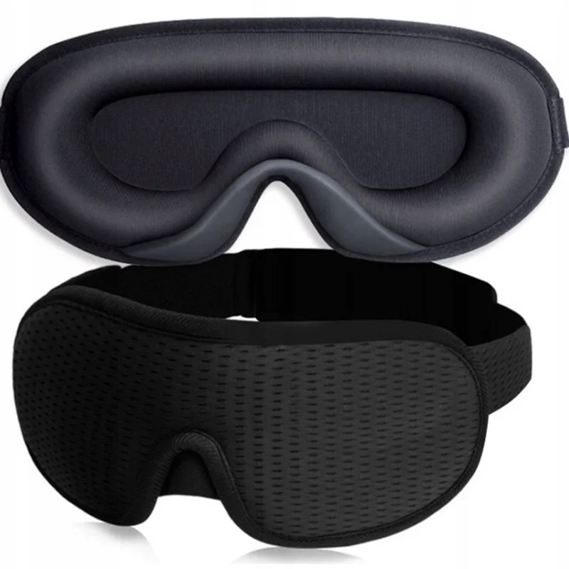 3D Sleep Eye Mask Breathable Mesh Light Blocking Adjustable Strap Ergonomic Eye Mask - Black