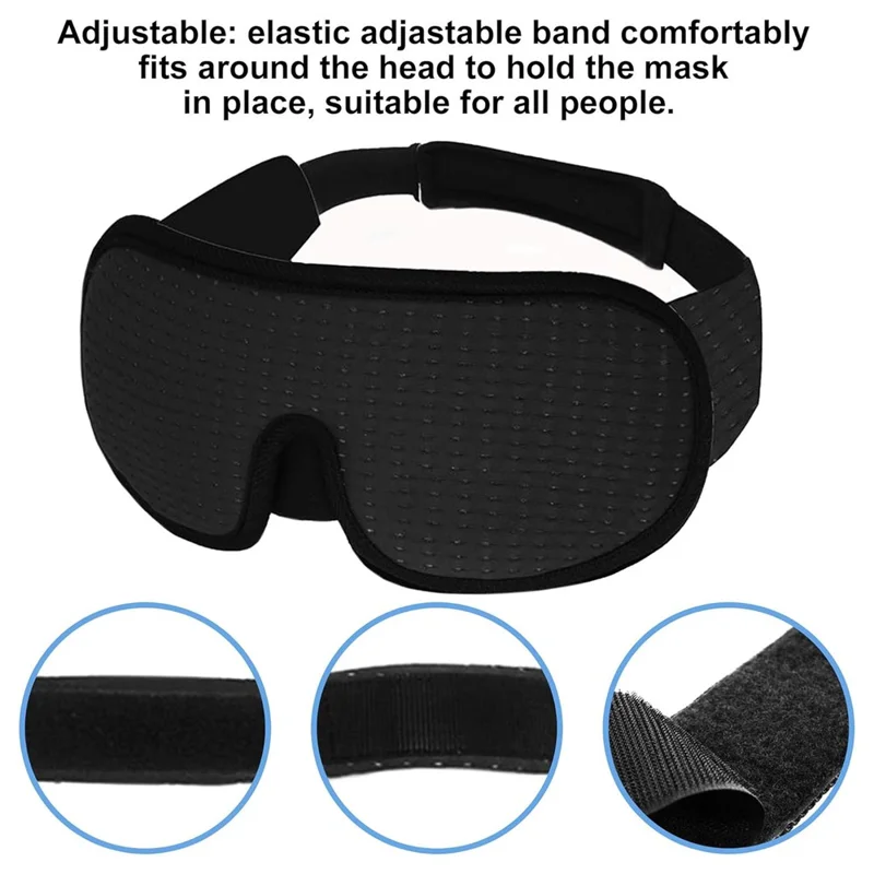 3D Sleep Eye Mask Breathable Mesh Light Blocking Adjustable Strap Ergonomic Eye Mask - Black