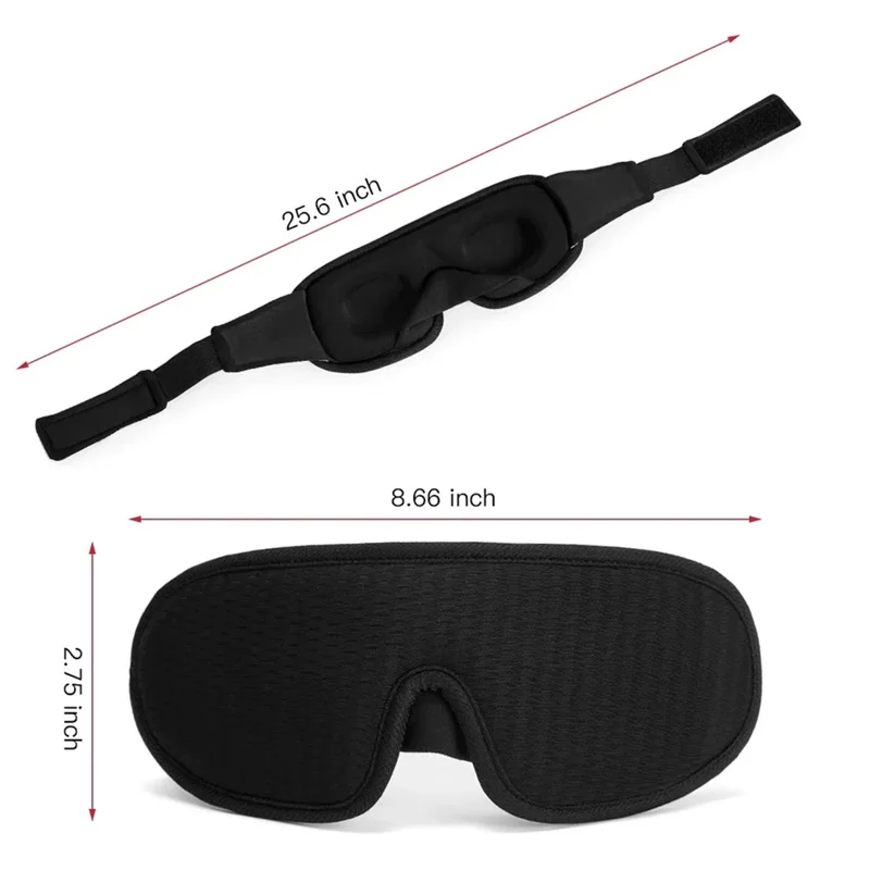 3D Sleep Eye Mask Breathable Mesh Light Blocking Adjustable Strap Ergonomic Eye Mask - Black
