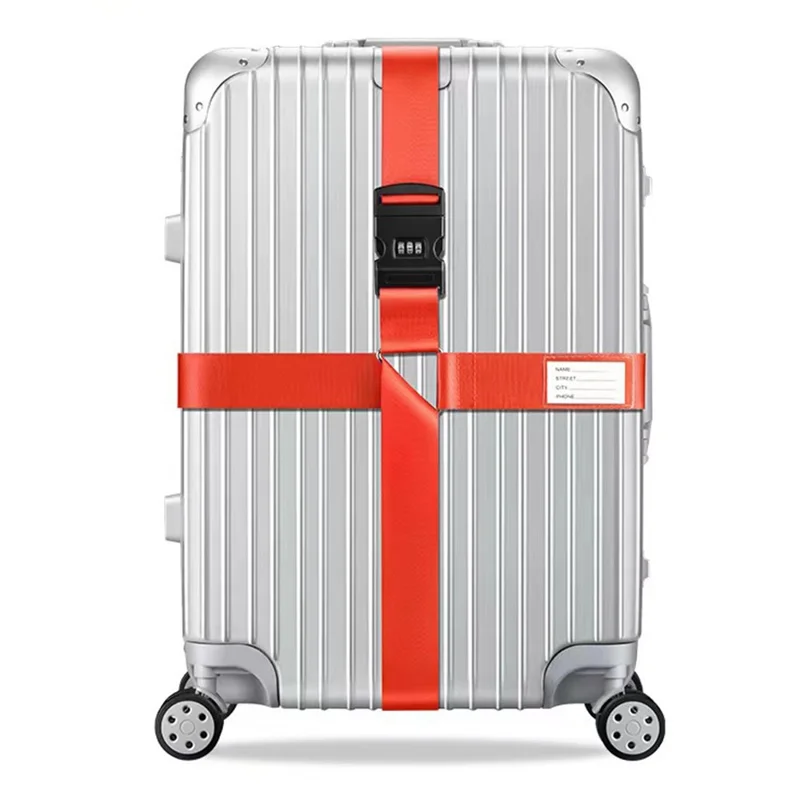 Antykradzieżowy Pasek do Walizki z Krzyżowym Paskiem, Cyfrowy Zamek, Opaska do Pakowania, Pasek do Bagażu, Walizki, Skrzyni - Pomarańczowy