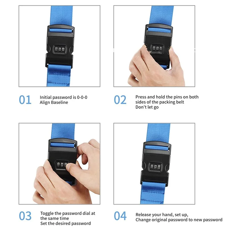 Antykradzieżowy Pasek do Walizki z Krzyżowym Paskiem, Cyfrowy Zamek, Opaska do Pakowania, Pasek do Bagażu, Walizki, Skrzyni - Pomarańczowy