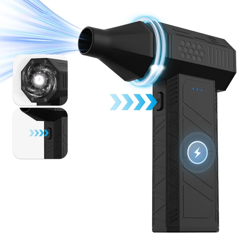 X3 Mini Turbo Fan 110000RPM Electric Air Blower Car Keyboard Cleaning Tool with 4 Nozzles - Black