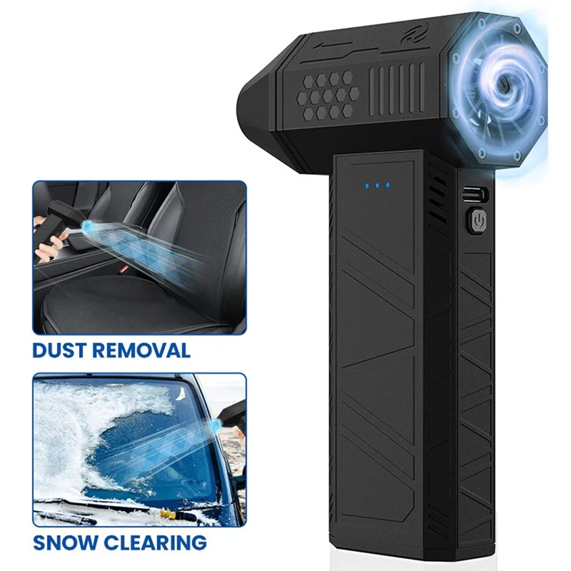 X3 Mini Turbo Fan 110000RPM Electric Air Blower Car Keyboard Cleaning Tool with 4 Nozzles - Black