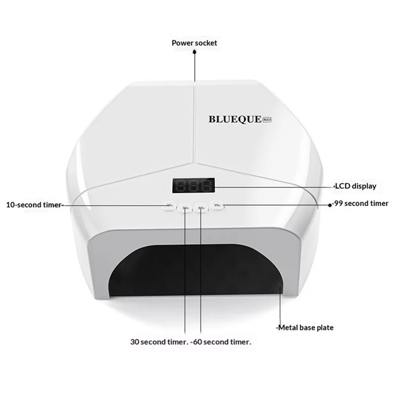 BLUEQUE L8 72 LEDs UV LED Nail Lamp 298W Infrared Sensor Nail Dryer Light with Timer, Style B / EU Plug - White