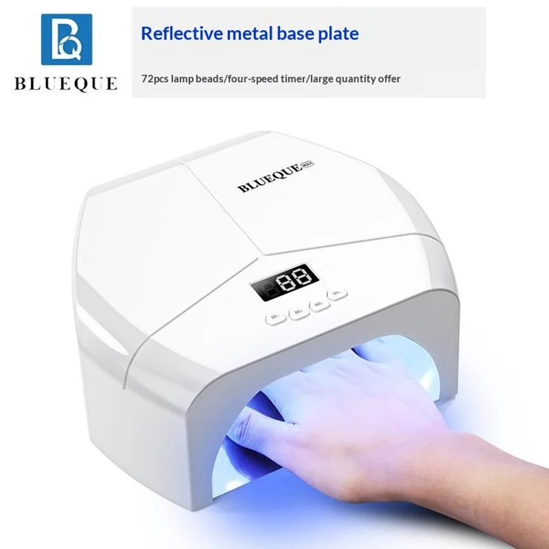 BLUEQUE L8 72 LEDs UV LED Nail Lamp 298W Infrared Sensor Nail Dryer Light with Timer, Style B / EU Plug - White