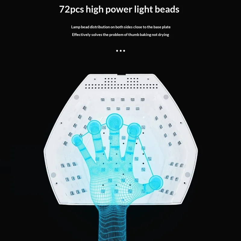 BLUEQUE L8 72 LEDs UV LED Nail Lamp 298W Infrared Sensor Nail Dryer Light with Timer, Style B / EU Plug - White