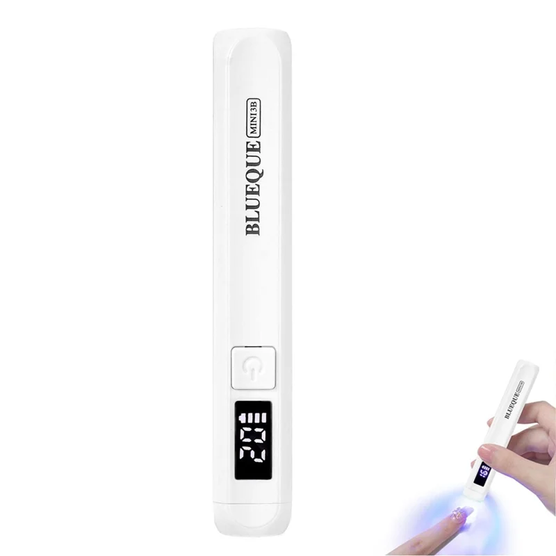 BLUEQUE MINI-4B Lâmpada de Unhas Portátil Recarregável 3W LED UV Secador de Unhas com Temporizador - Branco