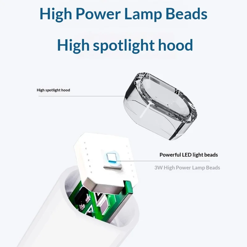BLUEQUE MINI-4B Lâmpada de Unhas Portátil Recarregável 3W LED UV Secador de Unhas com Temporizador - Branco
