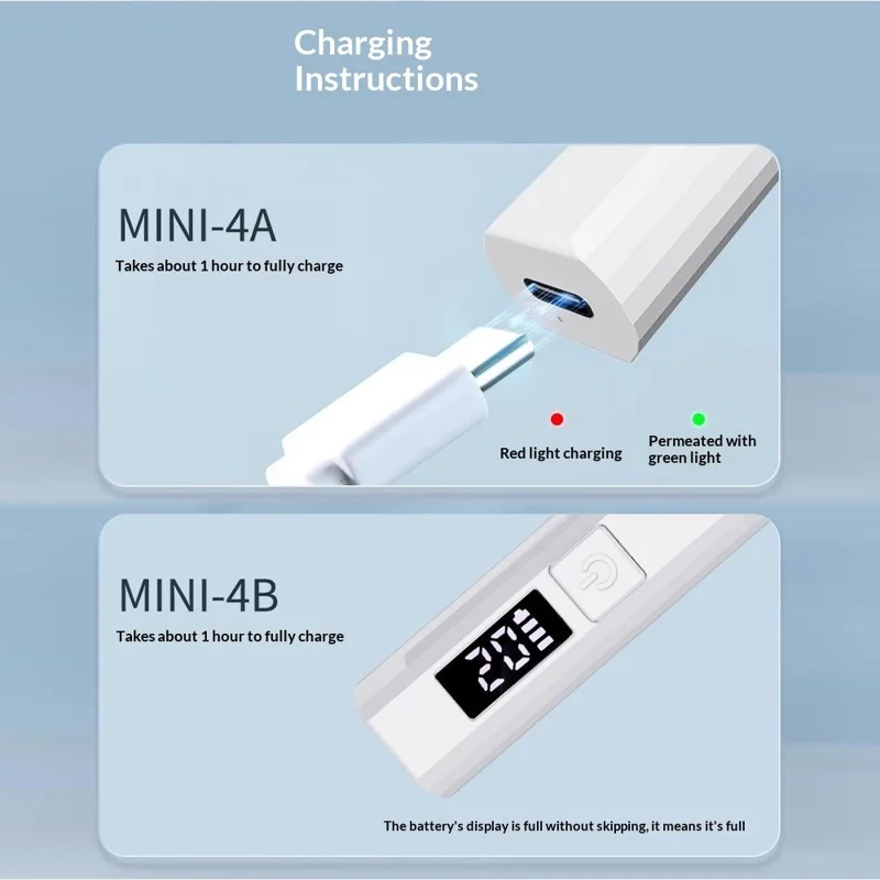 BLUEQUE MINI-4B Lâmpada de Unhas Portátil Recarregável 3W LED UV Secador de Unhas com Temporizador - Branco