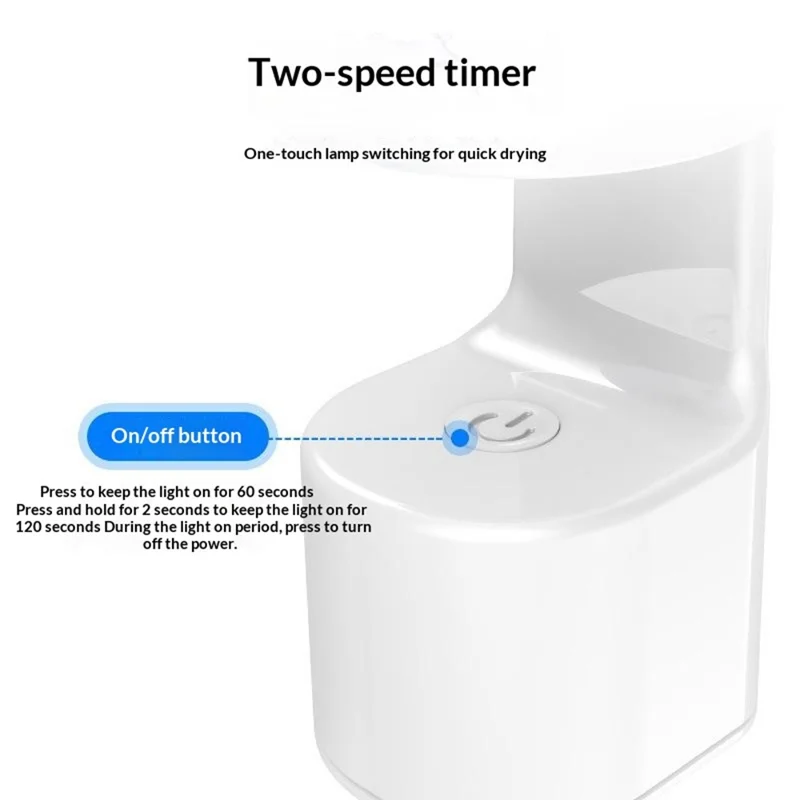 BLUEQUE MINI-1 Mini Secador Portátil para Unhas 36W LED com Temporizador para Cura de Verniz em Gel - Branco