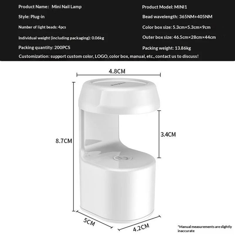 BLUEQUE MINI-1 Mini Secador Portátil para Unhas 36W LED com Temporizador para Cura de Verniz em Gel - Branco