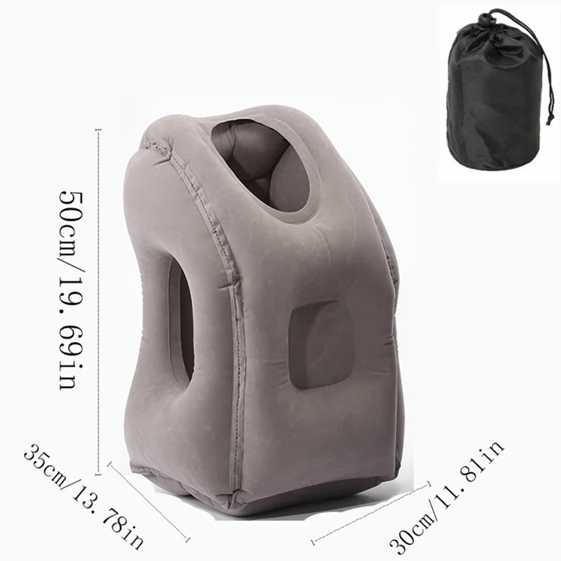 Inflatable Pillow for Travel Office Quick Inflation Multi-Purpose Nap Support Cushion - Grey