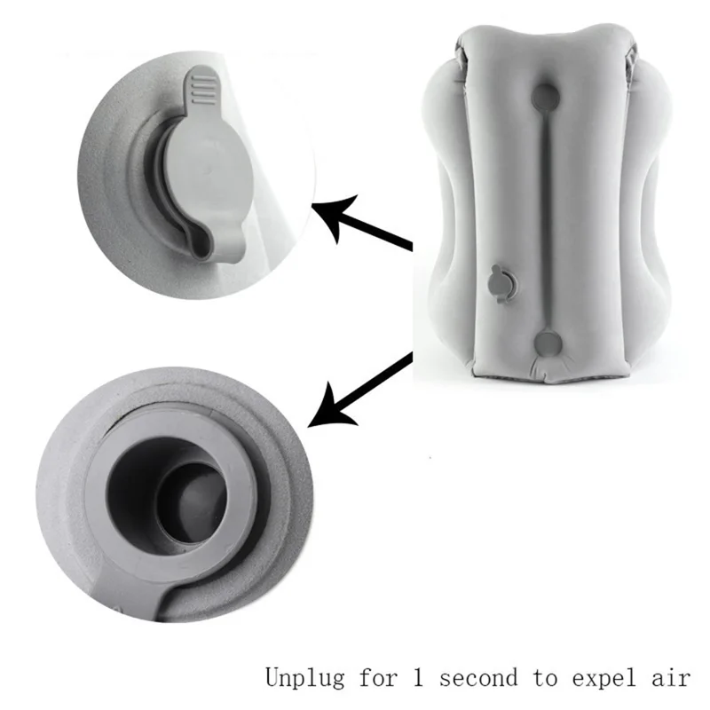 Inflatable Pillow for Travel Office Quick Inflation Multi-Purpose Nap Support Cushion - Grey