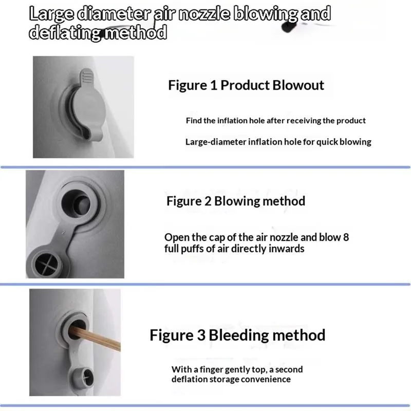 Inflatable Pillow for Travel Office Quick Inflation Multi-Purpose Nap Support Cushion - Grey