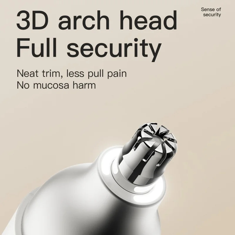 Electric Nose Hair Trimmer Men Portable Mini Grooming Shaver Type-C Charging - White