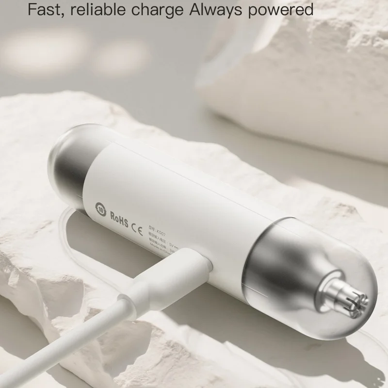 Electric Nose Hair Trimmer Men Portable Mini Grooming Shaver Type-C Charging - White