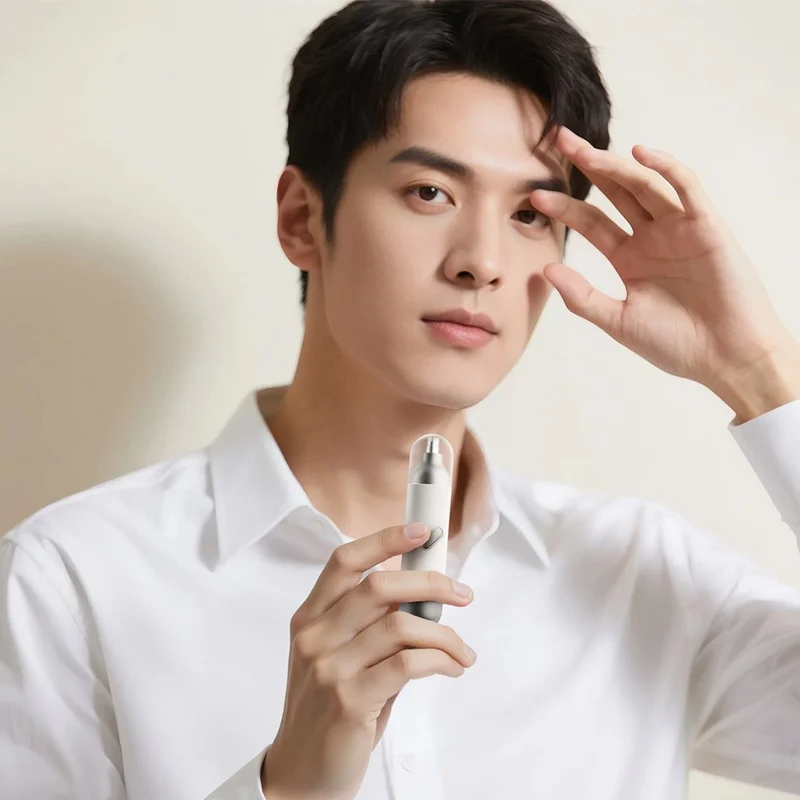 Electric Nose Hair Trimmer Men Portable Mini Grooming Shaver Type-C Charging - White