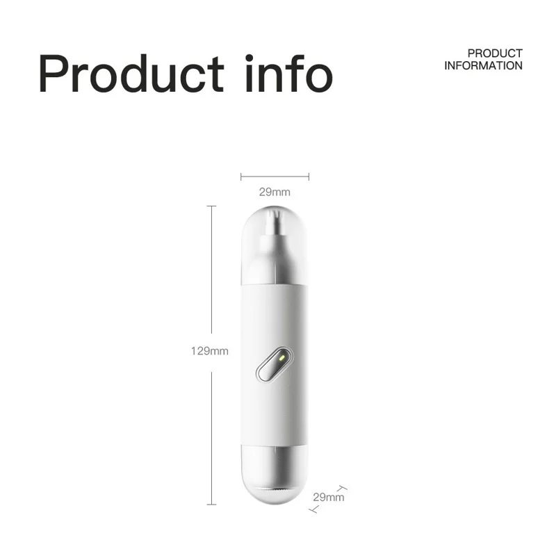 Electric Nose Hair Trimmer Men Portable Mini Grooming Shaver Type-C Charging - White