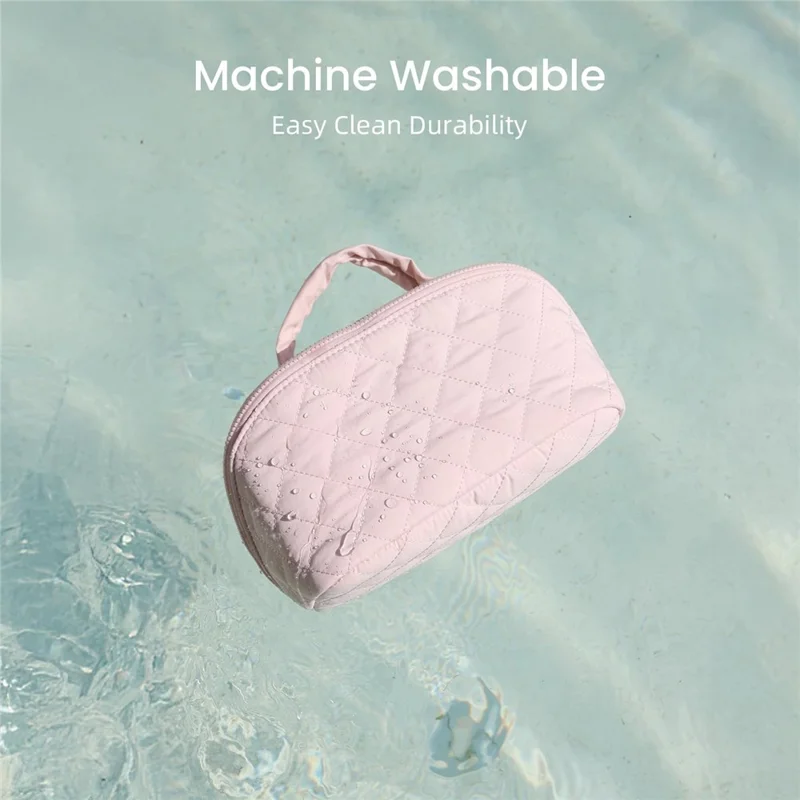 Portable Makeup Bag Large Capacity Travel Cosmetic Organizer with Small Bag - Pink