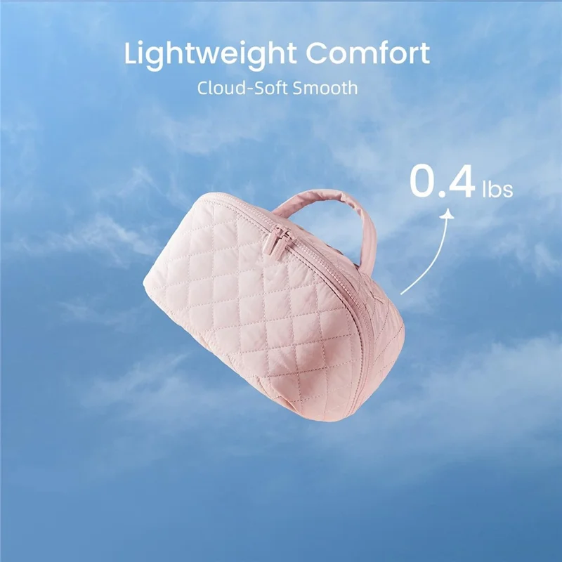 Portable Makeup Bag Large Capacity Travel Cosmetic Organizer with Small Bag - Pink