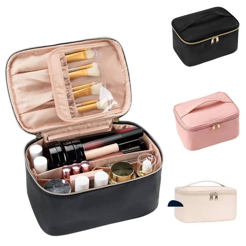Large Capacity Makeup Bag Portable Travel Cosmetic Organizer Toiletry Bag for Women - Black
