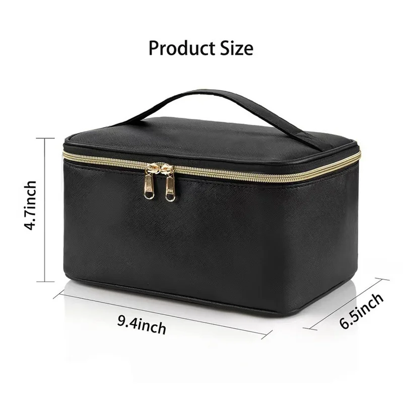 Large Capacity Makeup Bag Portable Travel Cosmetic Organizer Toiletry Bag for Women - Black