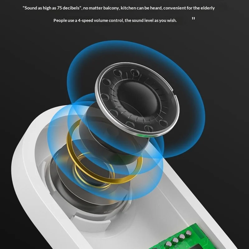 C302B Self-Powered Doorbell Temperature Display Waterproof Wireless Doorbell, EU Plug, (1 Receiver + 2 Transmitter) - White