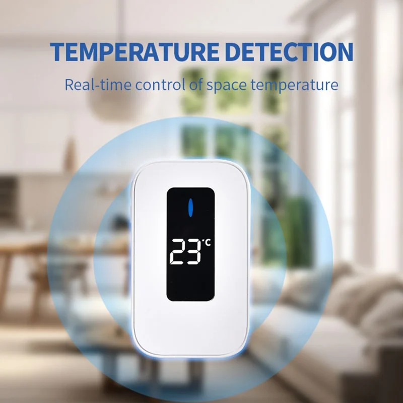 C303B Wireless Self-Powered Doorbell Waterproof Doorbell with Temperature Display, EU Plug, (1 Receiver + 1 Transmitter) - White