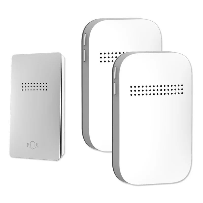 301 Campanello Senza Fili a Energia Autoprodotta, 38 Suonerie con Controllo Volume a 4 Livelli, Campanello per Porta con Spina EU, 1 Trasmettitore + 2 Ricevitori - Bianco