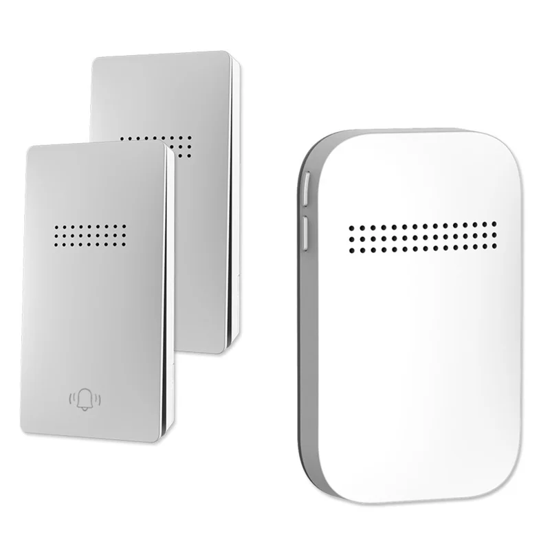 301 Campanello Wireless Autoalimentato 38 Melodie 4 Livelli di Volume Campanello per Porta Spina UE, 2 Trasmettitori + 1 Ricevitore - Bianco