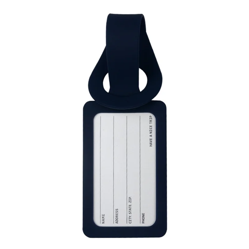 Étiquettes de bagages en silicone Étiquettes d'identification pour valise 23,5 cm Étiquettes de nom pour voyage ou déplacement professionnel - Bleu marine